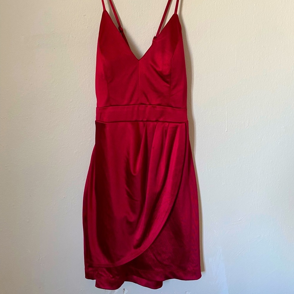 Cute red satin mini dress